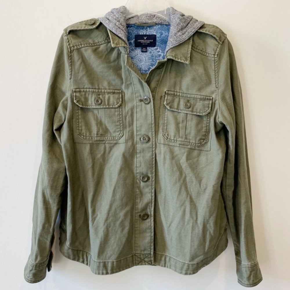 American Eagle Green Lightweight Cargo Jacket Sz S